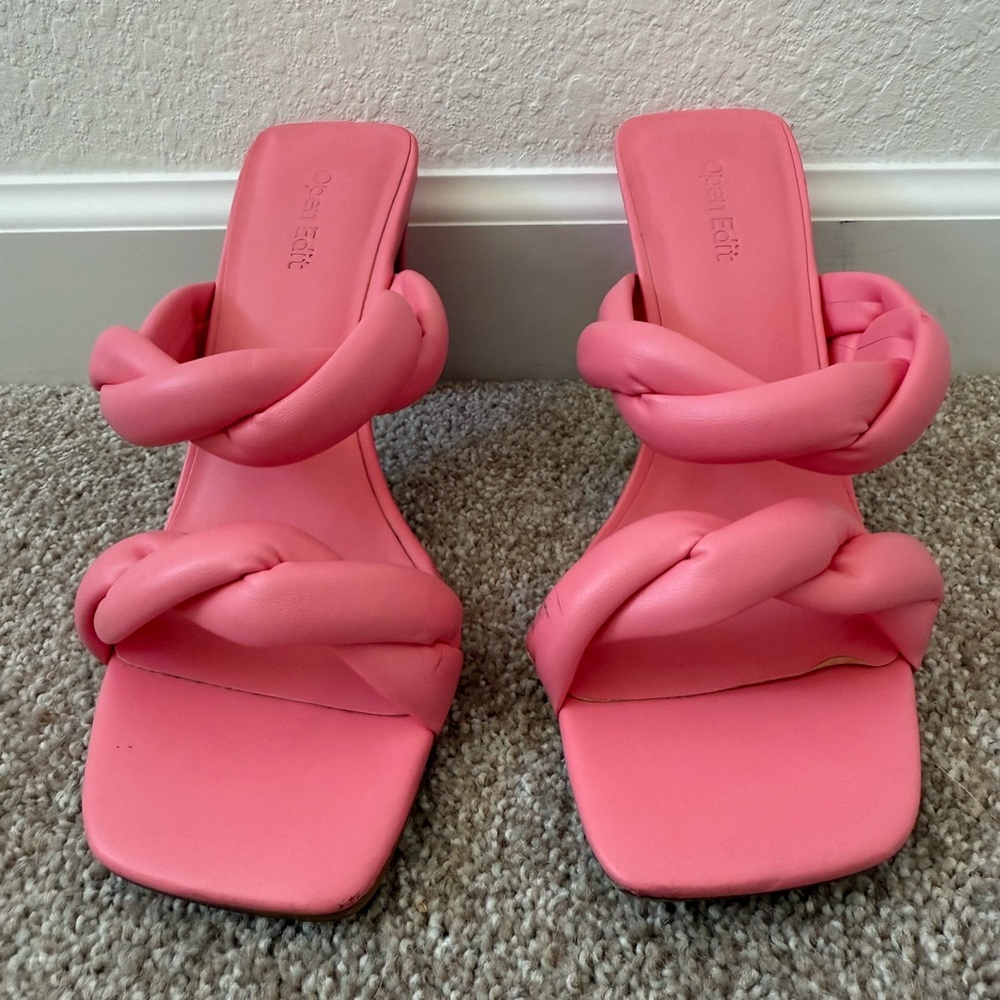 Open Edit Pink Braided Women's Heels Size 7.5